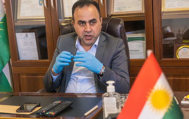 Prison warden Hemin Nankali, in his office at Kasnazan Adult Corrections Center on April 14, 2020. Photo: Bilind T. Abdullah/ Rudaw